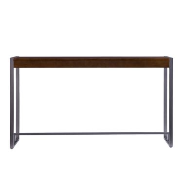 54 Inch Sled Console Table In Dark Brown and Gunmetal