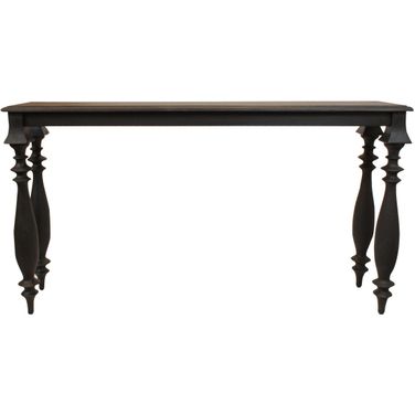 54 Inch Solid Wood Distressed Console Table In Black
