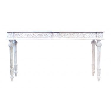 54 Inch Solid Wood Distressed Console Table In White