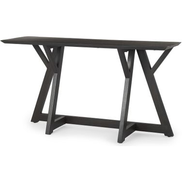 54 Inch Solid Wood Trestle Console Table In Brown