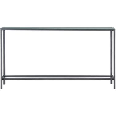 56 Inch Mirrored Glass Console Table In Silver and Gunmetal