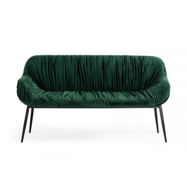 56 Inch Velvet Upholstered Dining Bench In Black and Green