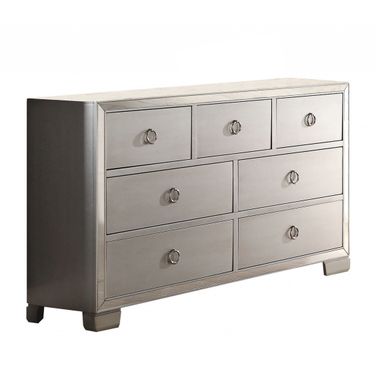 57 Inch Solid and Manufactured Wood Seven Drawer Triple Dresser In Platinum
