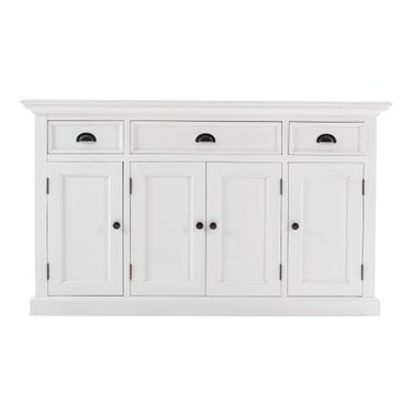 57 Inch Solid Wood Three Drawer Sideboard In White