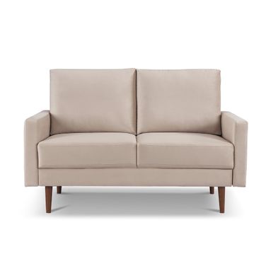 57 Inch Velvet Loveseat In Beige and Dark Brown