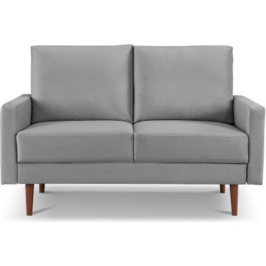 57 Inch Velvet Loveseat In Gray and Dark Brown