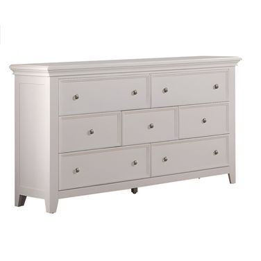 58 Inch Solid Wood Seven Drawer Triple Dresser In White