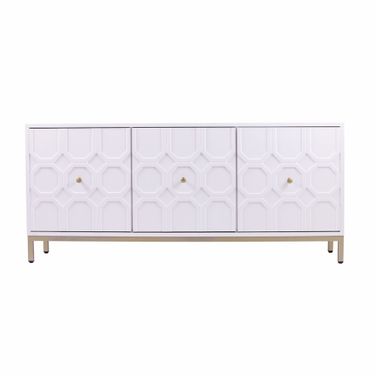 59 Inch Sideboard with Three Doors In White and Gold