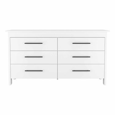 59 Inch Six Drawer Double Dresser In White