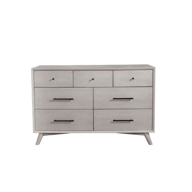 59 Inch Solid Wood Seven Drawer Double Dresser In Gray