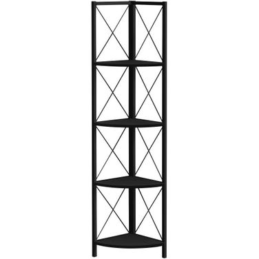 60 Inch Black And Black Metal Corner Etagere Bookcase