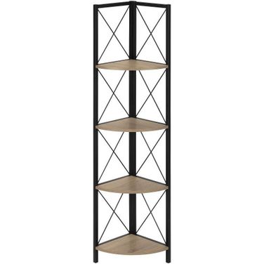 60 Inch Dark Taupe And Black Metal Corner Etagere Bookcase