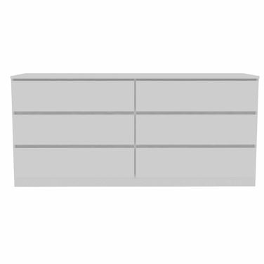 60 Inch Six Drawer Double Dresser In White