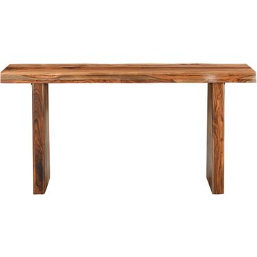 60 Inch Solid Wood Double Pedestal Live Edge Console Table In Brown