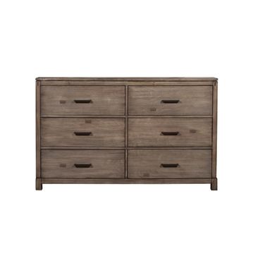 60 Inch Solid Wood Six Drawer Double Dresser In Gray