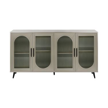 60 Inch Wood and Glass Sideboard with Four Doors In Gold