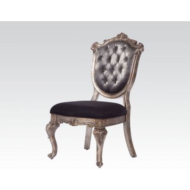 Acme Chantelle Button Tufted Back Seat Dining Side Chair (Set of 2) in Antique Platinum
