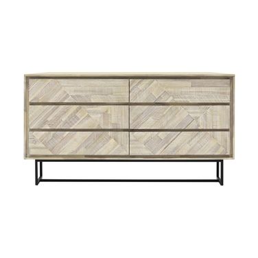 61 Inch Solid Wood Six Drawer Double Dresser In Natural
