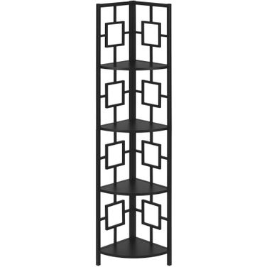 62 Inch Black Metal Corner Etagere I 3610