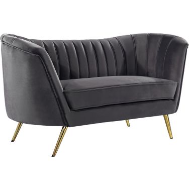 Margo Velvet Loveseat In Grey