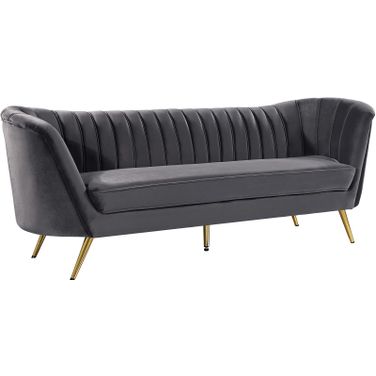 Margo Velvet Sofa In Grey