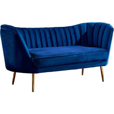 Margo Velvet Loveseat In Navy