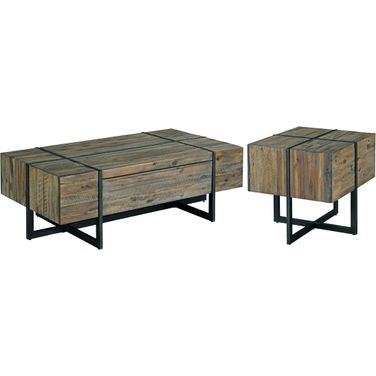 Modern Timber Brown Rectangular Occasional Table Set