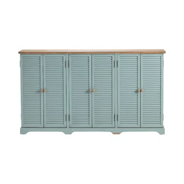 63 Inch 6-Door Credenza/Sideboard In Blue and Brown