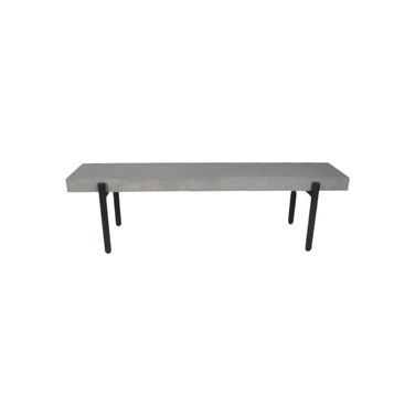 63 Inch Concrete Dining Bench In Gray and Black