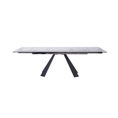 63 Inch Glass and Metal Drop Leaf Pedestal Base Dining Table In Clear and Black