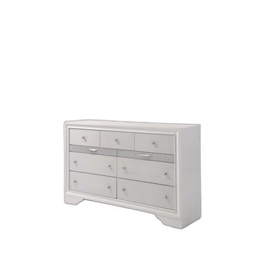 63 Inch Manufactured Wood Nine Drawer Triple Dresser In White