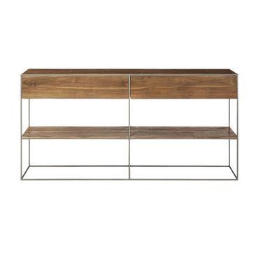 63 Inch Solid Wood Two Drawer Sideboard In Brown