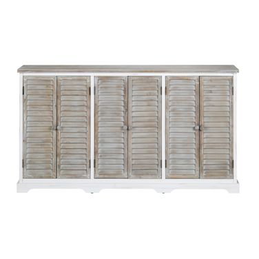 63 Inch undertone distressed 6-Door Credenza/Sideboard In White and Brown