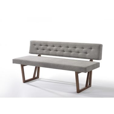 63 Inch Upholstered Linen Blend Dining Bench In Brown and Gray