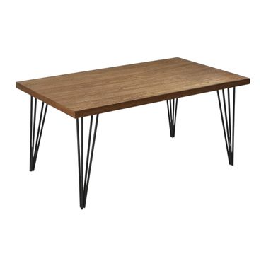 63 Inch Wood and Metal Dining Table In Black and Brown