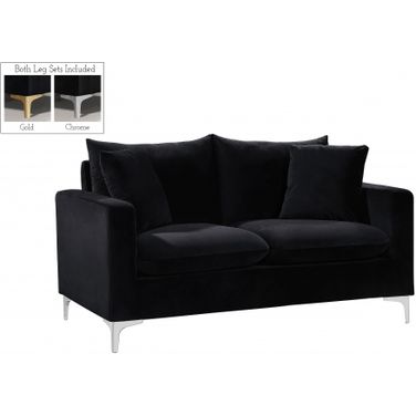 Naomi Velvet Loveseat In Black