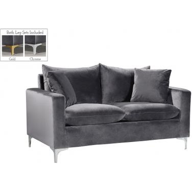 Naomi Velvet Loveseat In Grey