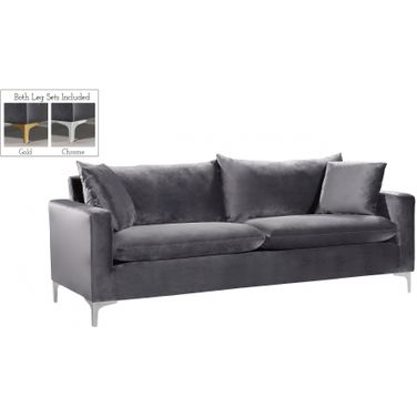 Naomi Velvet Sofa In Grey