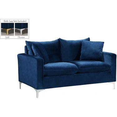 Naomi Velvet Loveseat In Navy