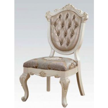 Acme Chantelle Side Chair in Rose Gold and Pearl White (Set of 2)