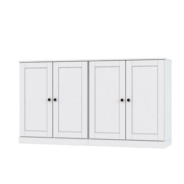 64 Inch Sideboard with Raised Panel Doors and Adjustable Shelves In White