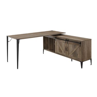 65 Inch L Shape Writing Desk In Black and Brown