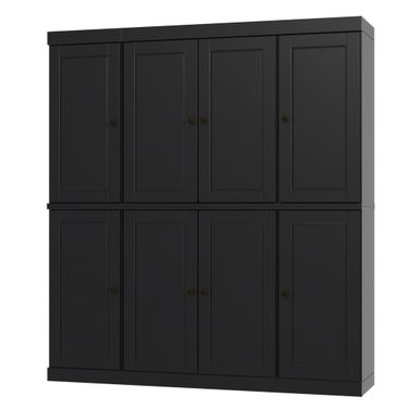 65 Inch Pantry Cabinet with Raised Panel Doors and 2-Drawers In Black