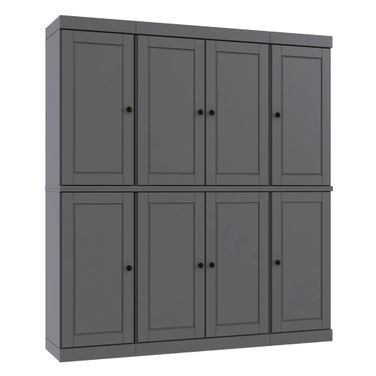 65 Inch Pantry Cabinet with Raised Panel Doors and 2-Drawers In Gray