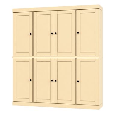65 Inch Pantry Cabinet with Raised Panel Doors and 2-Drawers In Yellow