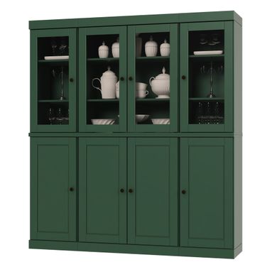 65 Inch Pantry China Cabinet with Raised Panel and 2-Drawers In Green