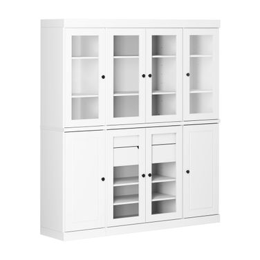 65 Inch Pantry China Cabinet with Raised Panel and 2-Drawers In White