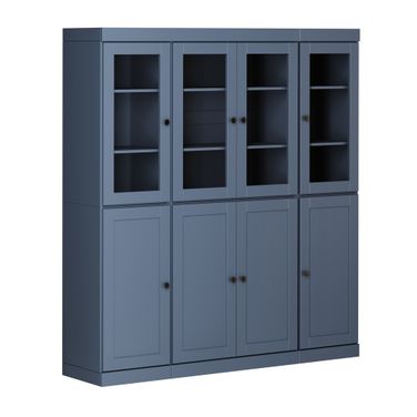 65 Inch Pantry China Cabinet with Shaker Doors and 2-Drawers In Antique Blue