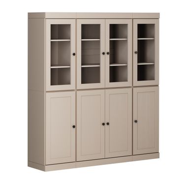 65 Inch Pantry China Cabinet with Shaker Doors and 2-Drawers In Beige