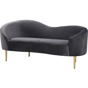 Ritz Velvet Loveseat In Grey